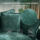 SoarFlash Chenille 71.6" Sectional Sofa, Comfy L Shaped Modular Coush Sofa with Ottoman, Modern 2 Seat Couch Deep Seat Sofa Set for Living Room,Green SoarFlash