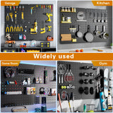 Hogurity Peg Board, 110pcs Metal Pegboard Kit, Includes 4 Pack Black Peg Board Panels with Accessories and Hook Locks, Large Heavy Duty Peg Boards for Walls Home, Garage Tool Storage, Workbench Hogurity