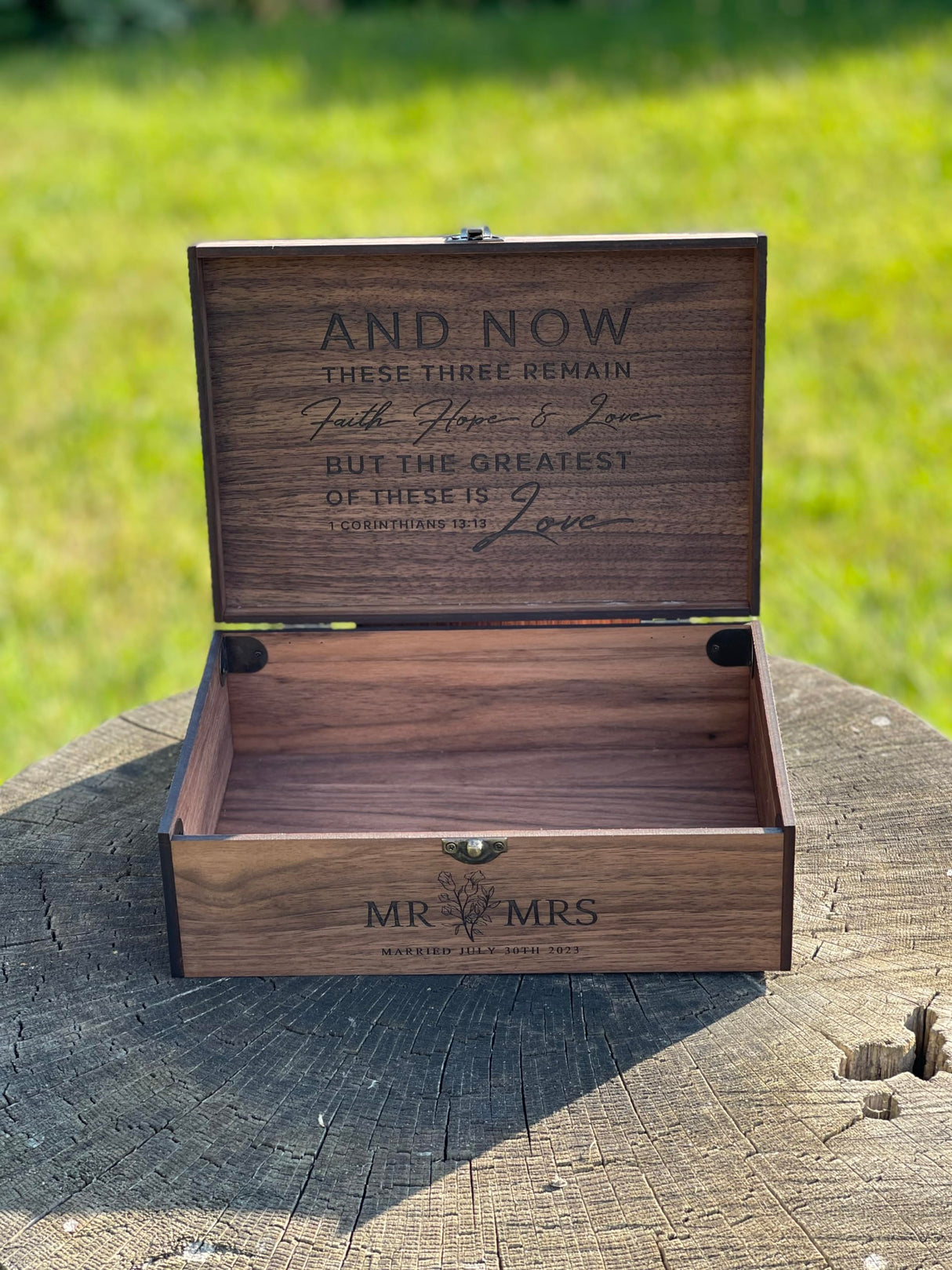 Custom Personalized Wooden Keepsake box - Wedding Card box, Anniversary, Engagement Gift for Couple, Bride, Groom, Wood Memory gift box (Walnut) InsideDecor.Shop