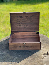 Custom Personalized Wooden Keepsake box - Wedding Card box, Anniversary, Engagement Gift for Couple, Bride, Groom, Wood Memory gift box (Walnut) InsideDecor.Shop