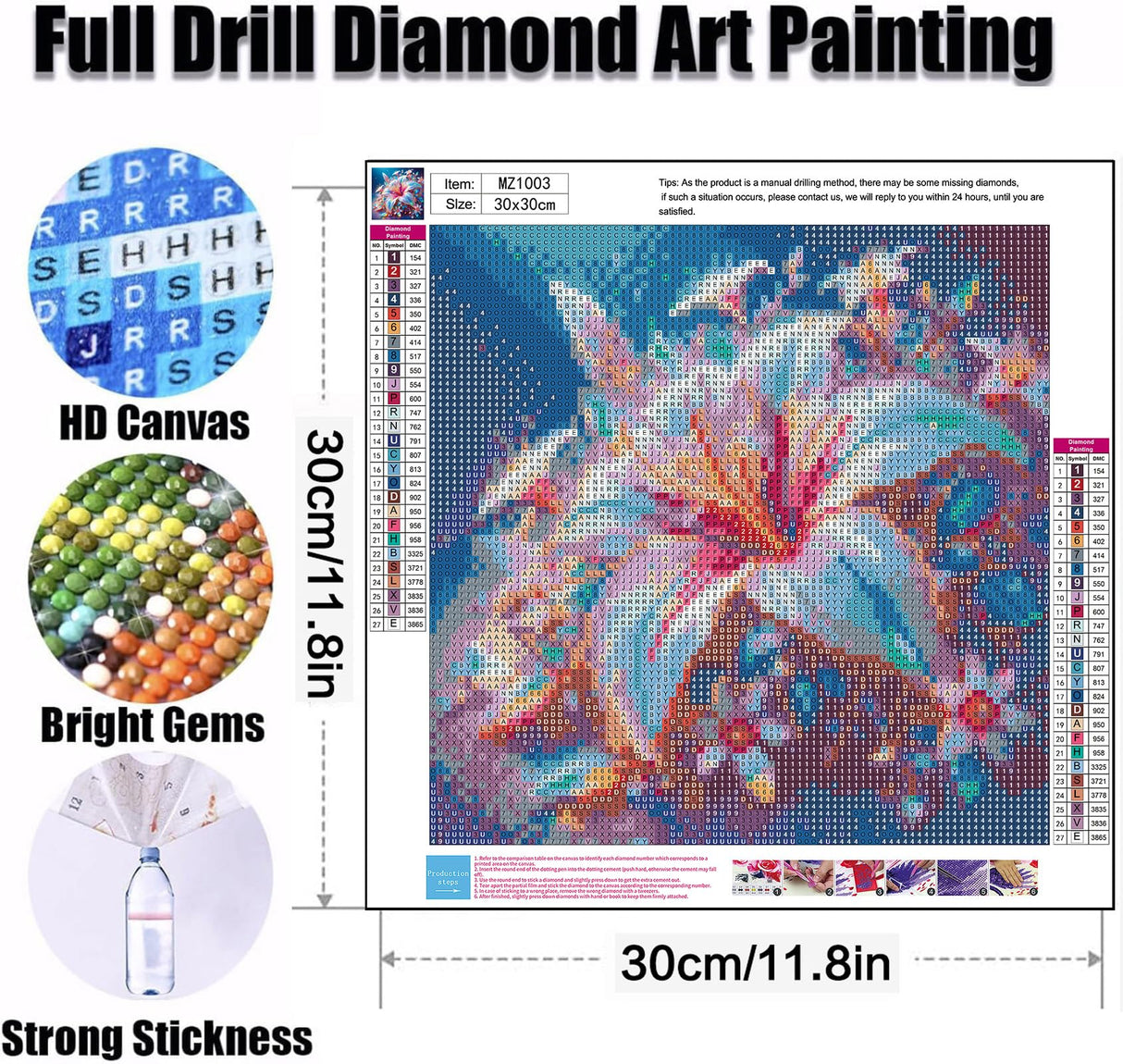 Ekuxom 5D Flowers Diamond Art Kits for Adults, Pink Flowers Diamond Painting Kits for Adults Beginners, DIY Full Drill Diamond Gem Art Kits for Gift Home Wall Decor 12x12inch Ekuxom