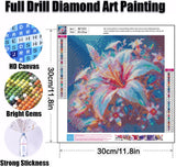Ekuxom 5D Flowers Diamond Art Kits for Adults, Pink Flowers Diamond Painting Kits for Adults Beginners, DIY Full Drill Diamond Gem Art Kits for Gift Home Wall Decor 12x12inch Ekuxom
