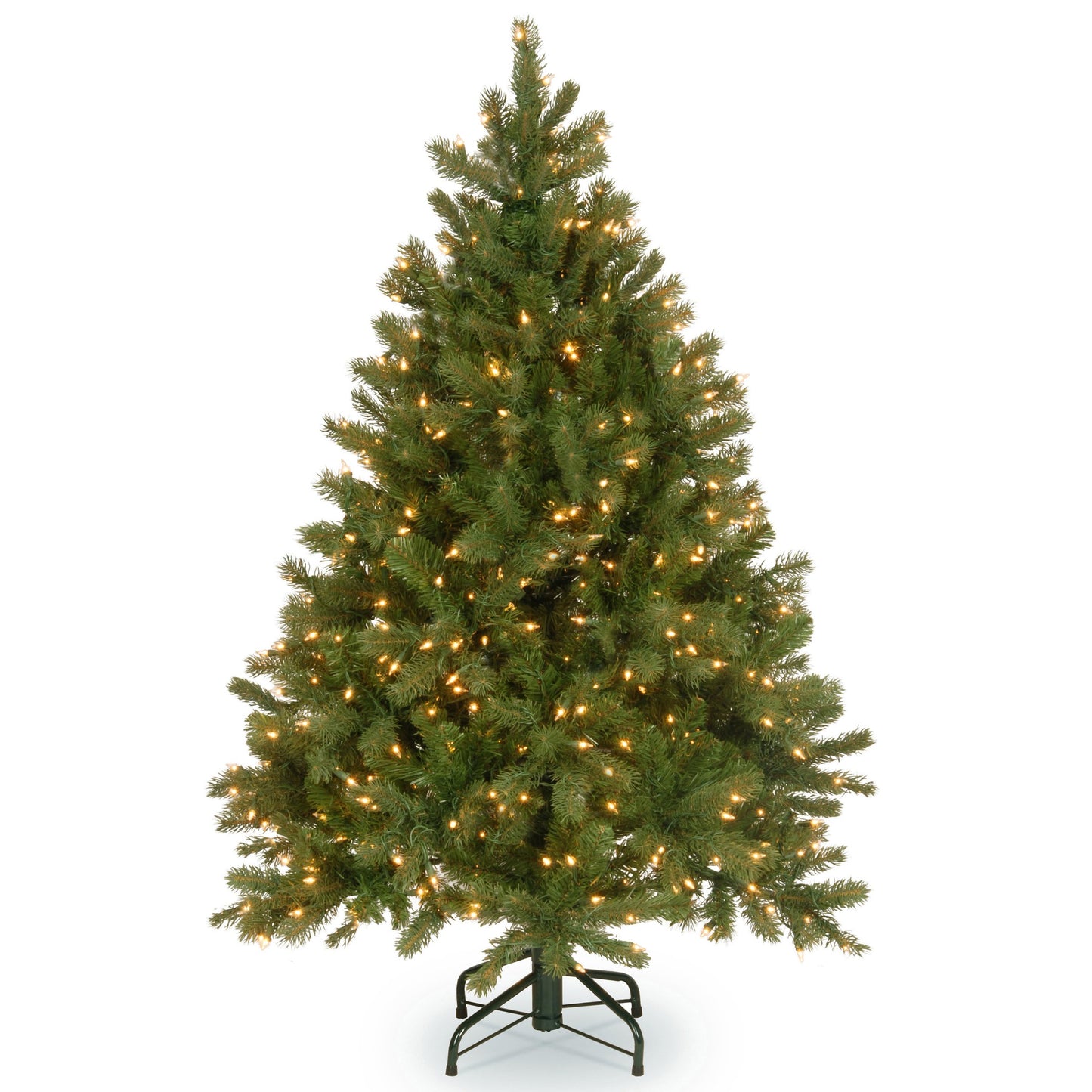 National Tree Company Pre-Lit 'Feel Real' Artificial Full Downswept Christmas Tree, Green, Douglas Fir, Dual Color LED Lights, Includes PowerConnect and Stand, 4.5 feet