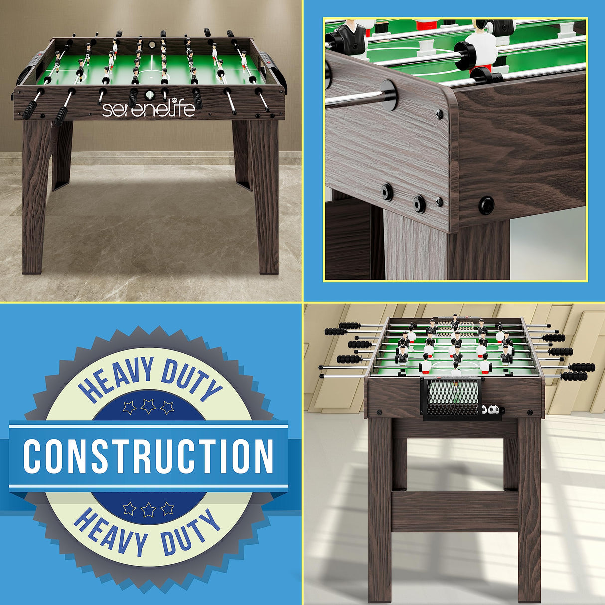 SereneLife Full Size Foosball Table, Soccer with Foose Ball Set for Home SereneLife