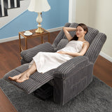 Garvee Corduroy Recliner Chair, Manual Recliner Sofa with Handle, Pillow Top Arms, Thick Padding, Side Pocket, 330Lbs Capacity, Adjustable Recliner for Living Room, Bedroom, Home Theater, Dark Gray Garvee