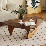 JCAJCA Coffee Table for Living Room Mid Century Modern Center Table with Glass Top and Wood, Brown/Walnut JCAJCA