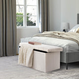 Seville Classics Cushioned Fabric Ottoman Hidden Storage Chest Footrest Chair, Padded Seat for Bedroom, Dorm, Loft, Living Room, Entryway, Hallway, White Boucle, 30" Bench Seville Classics