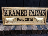 Personalized Farm Sign | Custom Farmhouse Decor | Wooden Farmer Gift | Wood Wall Family Name Sign | Established Cow Sign | Carved Farmhouse Sign | Cattle Decor | Outdoor Farm Sign 3D Woodworker
