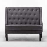 46" Small Modern Loveseat Settee Sofa Linen Fabric 2-Seat Sofa Couch Tufted Love Seat Dining Bench with Back Upholstered Banquette Sofas for Living Room Bedroom Small Space Entryway Steel Grey Tongli