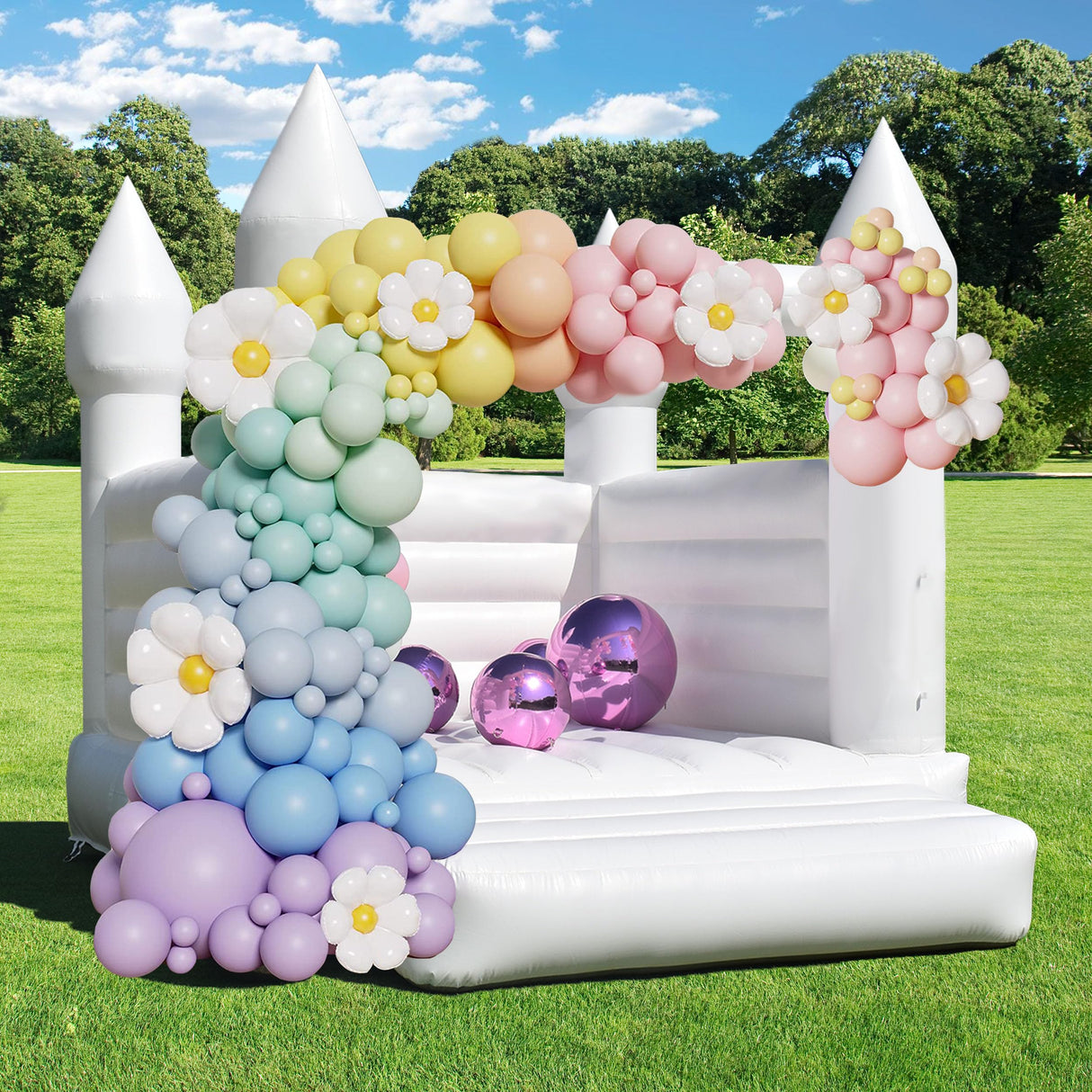 White Bounce House 13x12x10 FT Inflatable PVC Commercial Bounce Castle House for Wedding Birthday Party Indoor Outdoor with Blower Ninghaovov