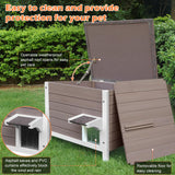 Deblue Insulated Cat Houses for Outdoor Cats, Weatherproof Feral Cat House with All-Round Foam, Wooden Cat Shelter for Multiple Cats - Grey Deblue