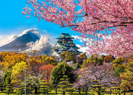 HUADADA 1000 Piece Puzzles for Adults - Cherry Blossoms in Osaka Castle, Japan - Jigsaw Puzzles for Adults and Kids 1000 Piece Educational Games Colorful Puzzles for Home Decoration HUADADA