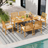 Tangkula Patio Wood Dining Chairs Set of 4, Outdoor Acacia Armchairs w/Removable Padded Cushion, Slatted Backrest, 400 LBS Weight Capacity, for Garden, Poolside, Yard (2) Tangkula