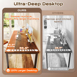 Huuger 63 x 24 inch Desk with Power Outlets & USB-C, Deeper & Thicker Desktop, Robust Metal Tubes, Computer Desk, Heavy Duty Office Desk, Work Gaming Desk, for Home Office, Rustic Brown Huuger