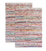 COTTON CRAFT Cotton Chindi Rag Rug - 2 Pack - Boho Farmhouse Rustic Area Accent Throw Rug - Handwoven Reversible Natural Recycled Yarn - Living Room Den Study Home Décor Gift -20 x 32 in - Multi Color COTTON CRAFT