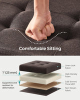 SONGMICS Mazie Collection - 30 Inches Folding Storage Ottoman Bench, Ottoman Foot Rest, End of Bed Bench, Storage Chest, Load 660 lb, for Living Room, Bedroom, Entryway, Brown ULSF047K02 SONGMICS