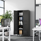 Fesbos Metal Storage Cabinet-61” Tall Steel File Cabinets with Doors and 4 Adjustable Shelves-Black Steel Storage Cabinet for Home,Kitchen, School, Office, Garage Fesbos