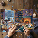 Winter Puzzles for Adults 1000 Piece, Cozy Cabin Puzzle Dog Cat Book Jigsaw Puzzle, Winter Cabin Puzzle Kittens PICKFORU