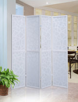 Roundhill Furniture Giyano 4 Panel Screen Room Divider, White Roundhill Furniture