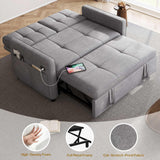 YITAHOME 55" Convertible Sofa Bed, 3-in-1 Sleeper Sofa with Pull-Out Bed, Cat-Scratch-Proof Futon Couch with 5-Levels Reclining Backrest, USB and Side Pocket, Modern Loveseat for Living Room, Grey YITAHOME