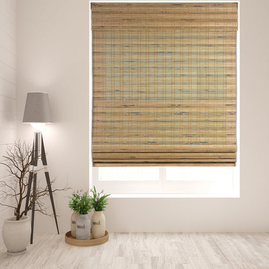 ARLO BLINDS Sheer Bamboo Roman Shades with Valance - Tuscan, 20" W x 60" H - Light Filtering Cordless Blinds for Interior Windows - Real Natural Bamboo Material - Mounting Hardware Included