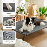 Bedsure Outdoor Elevated Dog Bed Large Sized Dog, Portable Indoor & Outdoor Cooling Raised Cot Pet Hammock Bed with Skid-Resistant Feet, Frame with Breathable Mesh, Grey, 49 inches Bedsure