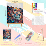 xackcme Lion Paint by Numbers for Adults with Framed Canvas-with Wooden Easel,Paint by Number on Canvas Animals,DIY Acrylic Oil Painting Kits with Brushes Nice Gift Box for Home Wall Decor(12x16inch) xackcme