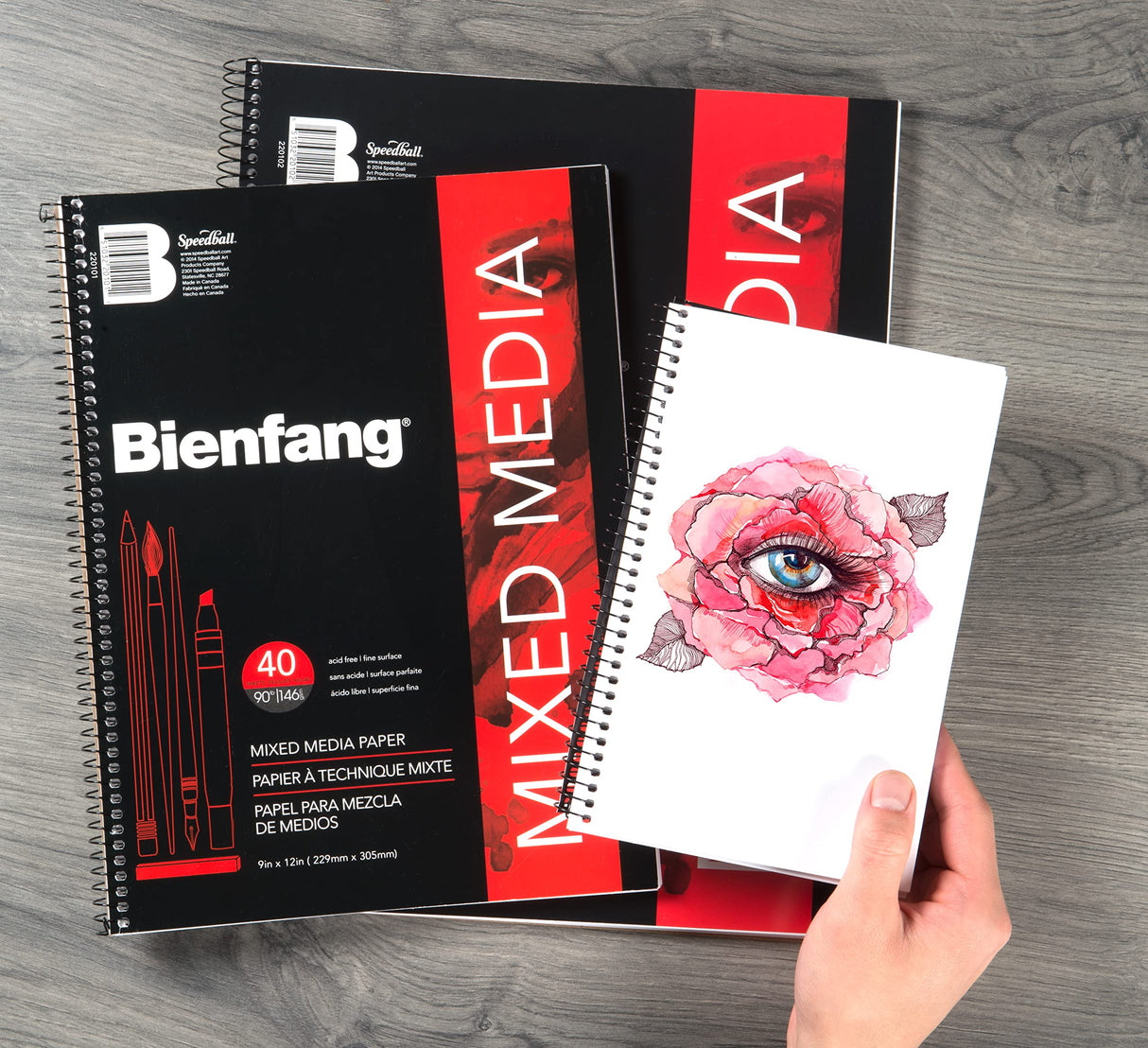 Bienfang Mixed Media Pad, 5.5x8.5 Inches, 40-Sheets Artist Paper, Spiral-Bound Sketchbook, 90lb,146gsm Bienfang