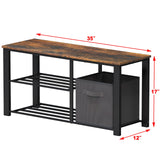 Simple Houseware 2 Tier Wood Top Shoes Bench, Rustic Brown Simple Houseware