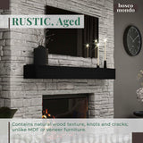 BoscoMondo Fireplace Mantel, Handcrafted Rustic from Solid Pine, Wall-Mounted Floating Farmhouse Shelf - 8x6x60 Deep Black BoscoMondo