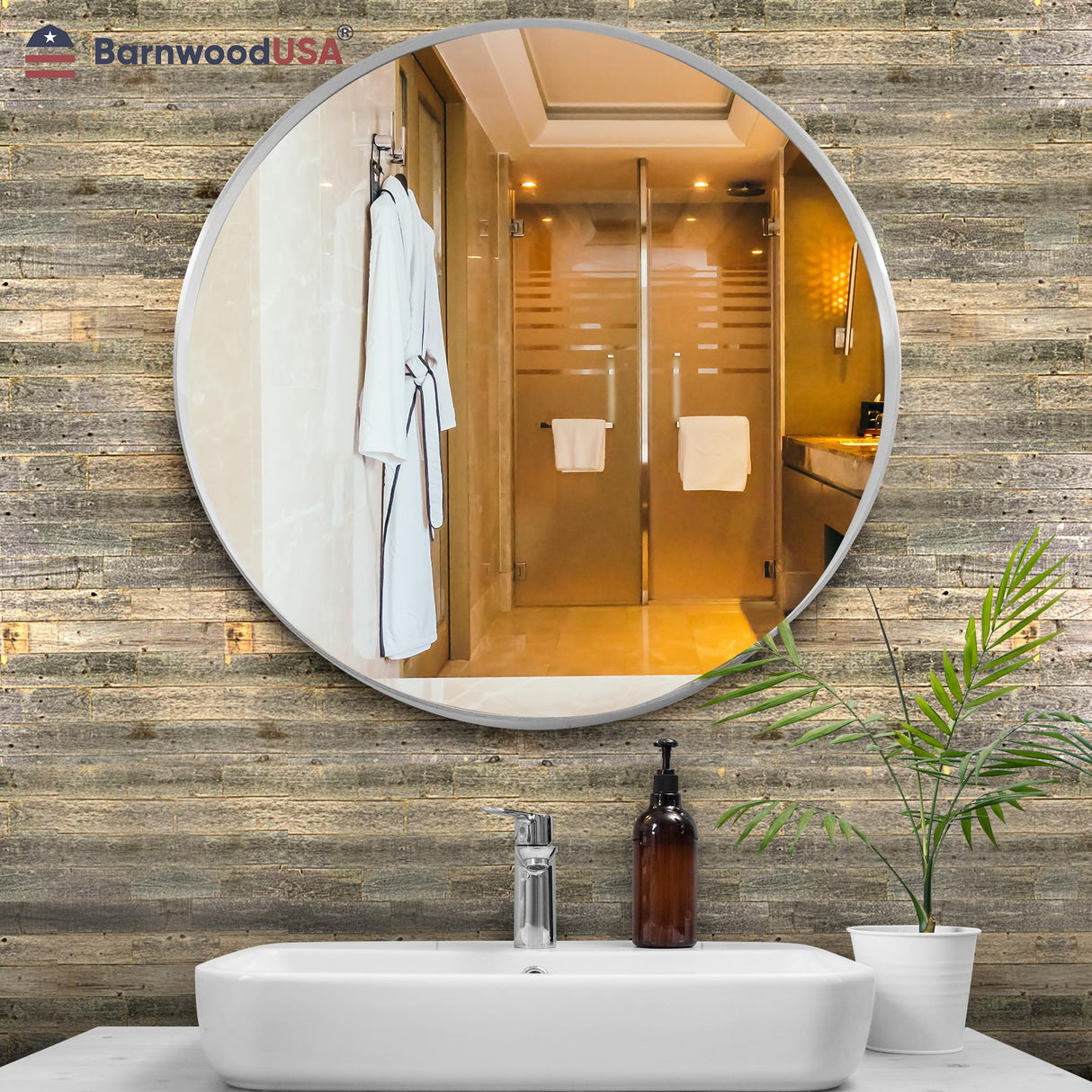 BARNWOODUSA Real Reclaimed Wood Planks - Easy Nail-Up Shiplap Panels for Rustic Wood Wall Paneling (Natural Weathered Gray, 3 Square Feet) BarnwoodUSA LLC