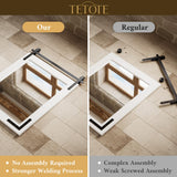 TETOTE Farmhouse Barn Door White Wood Mirror for Bathroom Wall 40” x 26” Waterproof Natural Solid Wooden Framed Rectangle Vanity Mirror Wall Mounted, Fully Assembled TETOTE