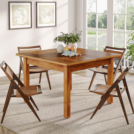 Tribesigns Wood Dining Table Farmhouse Kitchen Table for Dining Room Living Room, 2-4 Person Dining Room Table Square Dinner Tables with Wooden Legs Oak Top for Small Space, Rustic Brown(Only Table) Tribesigns