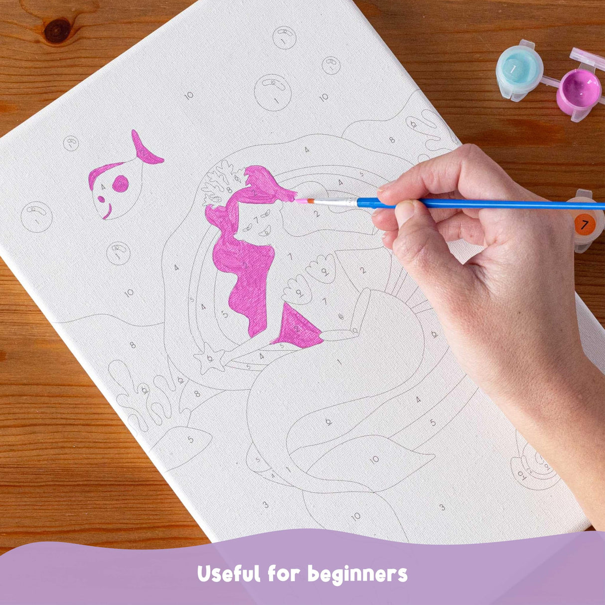 BONNYCO Paint by Numbers Kit for Kids Mermaid Pack 3 Canvas Paint by Number Canvas Framed Pre Drawn, Mermaid Gifts for Girls Painting | Arts and Kids Crafts 4-6 8-12 | Pintar por Numeros Niñas BONNYCO