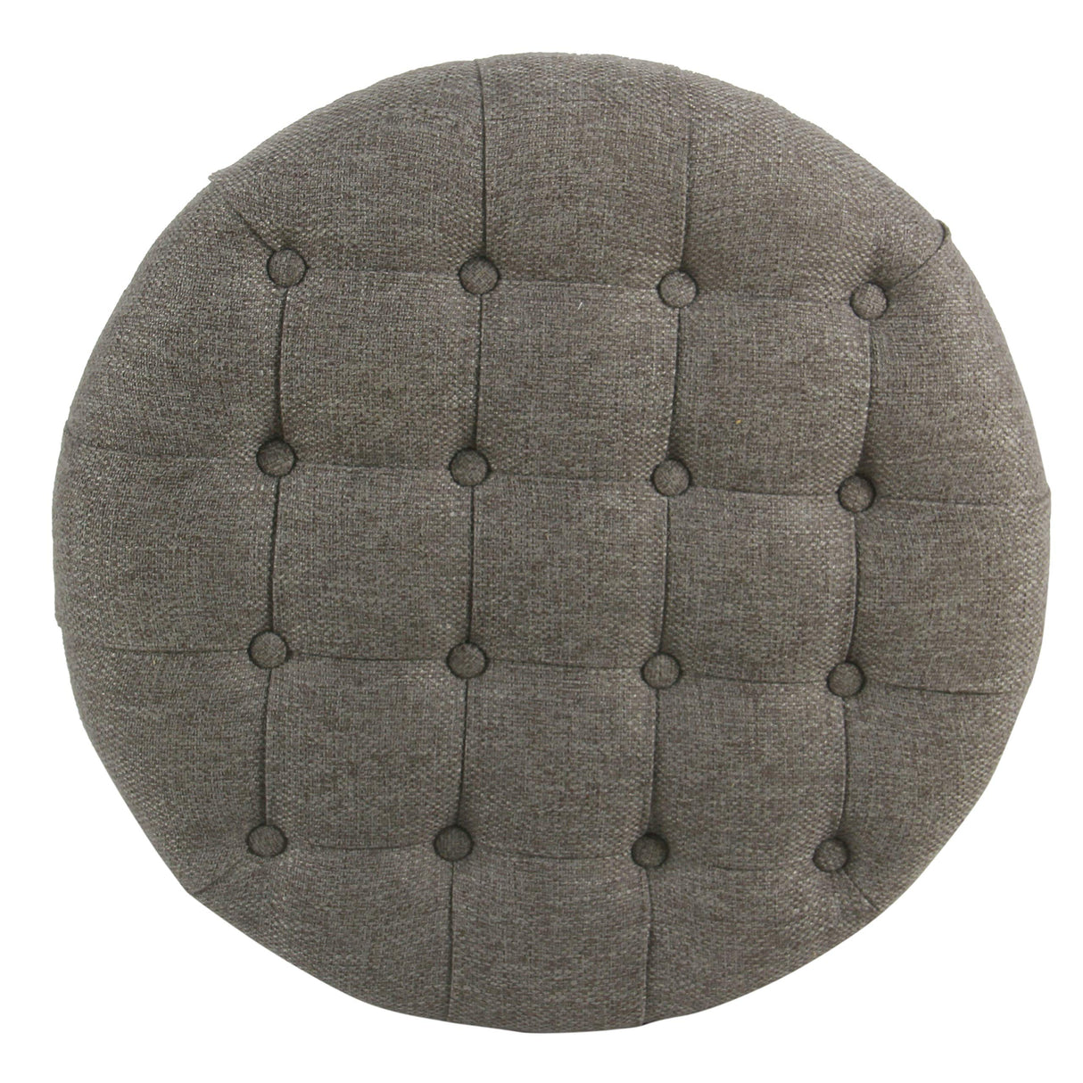 Homepop Home Decor | Button Tufted Woven Round Storage Ottoman | Ottoman with Storage for Living Room & Bedroom (Dark Gray) HomePop
