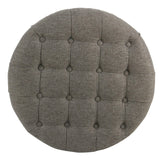 Homepop Home Decor | Button Tufted Woven Round Storage Ottoman | Ottoman with Storage for Living Room & Bedroom (Dark Gray) HomePop