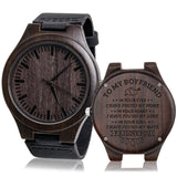 Fodiyaer Custom Engraved Wood Watch Gifts for Boyfriend Men Husband Fiancé Him As Personalized Anniversary Christmas Birthday Father Day Graduation Valentine's Wooden Idea Fodiyaer