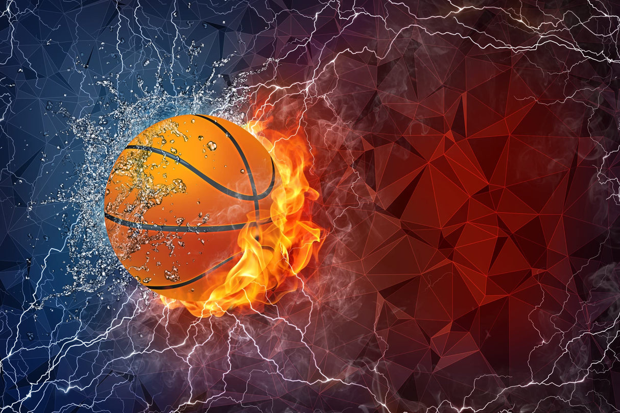 Jigsaw Puzzles 1000 Pieces for Adults -Basketball Ball on fire- Premium Wooden Perfect Interlocking Clear Printing YINGJIEKISSU