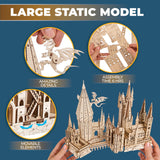 UGEARS Harry Potter Hogwarts Castle Building Blocks for Adults - Harry Potter Wooden Puzzle for Teens - 3D Jigsaw Puzzles for Adults - Harry Potter Castle Model UGEARS