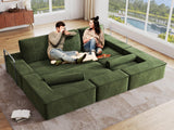 YITAHOME Convertible Cloud Sectional Couch, Comfy Corduroy Sectional Sofa with Deep Seat & High Pillows, Modern Easy-Clean Modular Sectional Sofa for Living Room Bedroom, Green YITAHOME