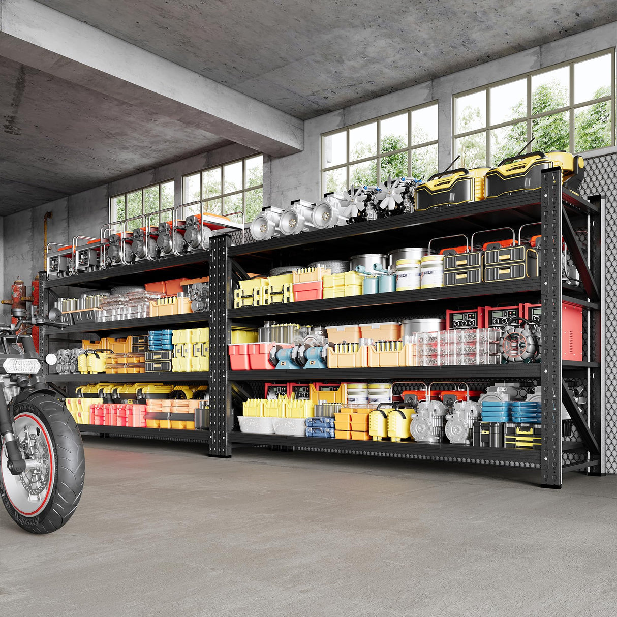 Anxxsu 5000LBS Storage Shelves, 71" W Heavy Duty Garage Shelving Unit, Adjustable Industrial Shelving, 4 Tier Metal Shelving for Garage, Supermarket, Warehouse, 71" W x 24" D x 70" H Anxxsu