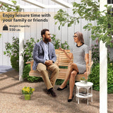 Tangkula 2 Person Hanging Porch Swing, Outdoor Bench Swing with Adjustable Chains, Foldable Cup Holders, High Back, Cozy Armrests, Wooden Hanging Swing Chair for Backyard Deck Garden Natural Tangkula