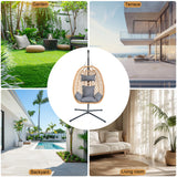 Hoffeorrad Hanging Egg Chair with Stand & Cushions - All-Weather Rattan Swing Chair for Patio, Balcony, Garden (Modern Boho Design, Ready-to-Use Indoor Outdoor) Hoffeorrad