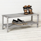 Honey-Can-Do 2-Tier Wood Shoe Rack, Grey SHO-08413 Grey Honey-Can-Do