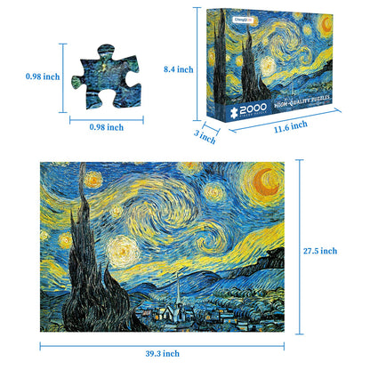 2000 Piece Puzzle,The Starry Night 2000 Piece Puzzles for Adults,Van Gogh Puzzles for Adults 2000 Pieces and Up,Puzzle 2000 Pieces,Jigsaw Puzzles 2000 Pieces,Oil Painting Puzzles 2000 Pieces - WoodArtSupply