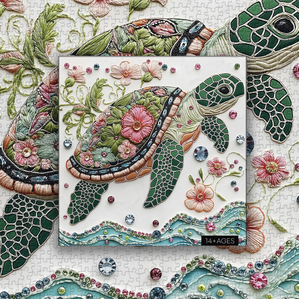 Sea Turtle 1000 Piece Puzzle for Adults, PICKFORU Wave Spirit Jigsaw Puzzle 1000 Pieces, Nature Animal Art Puzzles as Home Decor PICKFORU