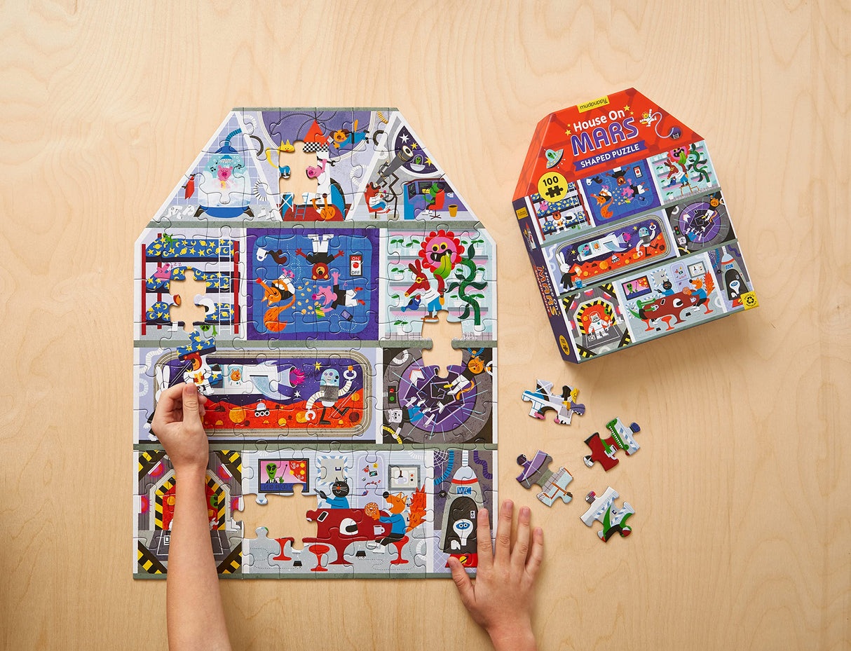 Mudpuppy House on Mars 100 Piece House-Shaped Puzzle Mudpuppy