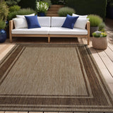 Beverly Rug Outdoor Rug 8x10 Modern Bordered Area Rugs for Indoor and Outdoor Patio Deck Porch Garden Waterproof Weather Sun Resistant Washable Outside Carpet (8 x 10 Jute) Beverly Rug
