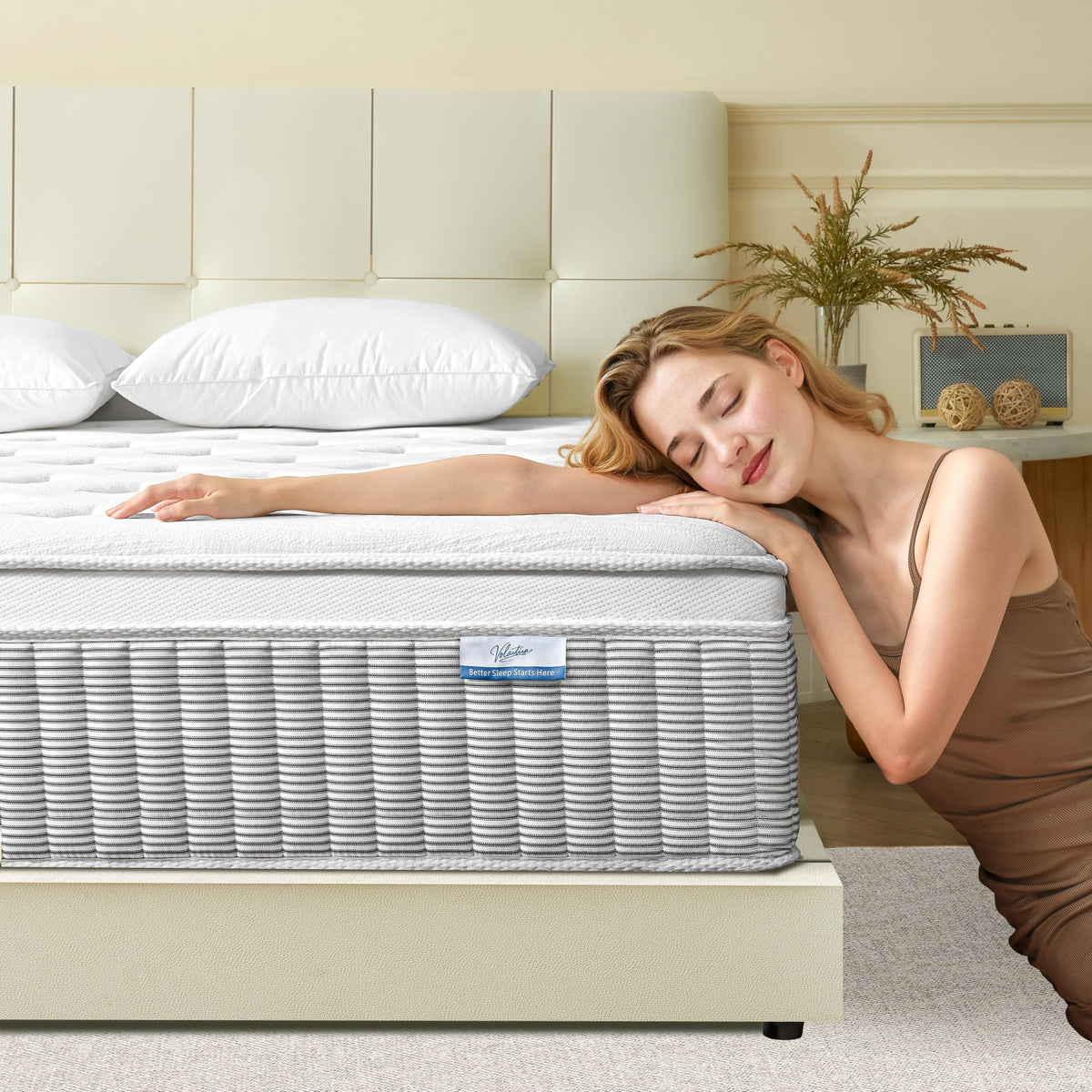 Volantica Queen Mattress, 12 Inch Memory Foam Hybrid Mattress in a Box with Pocket Springs for Motion Isolation, Pressure Relief, Medium Firm, CertiPUR-US Volantica