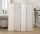 Roundhill Furniture Oriental Shoji 4 Panel Screen Room Divider, Natual Roundhill Furniture